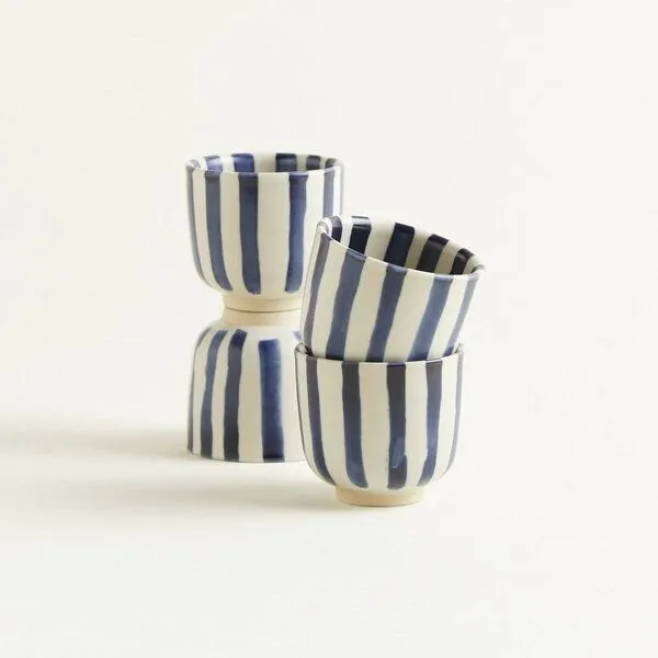 onomao onomao Espressobecher - Klassik, Blau-weiß-gestreift, – Produktbild 4 von 4