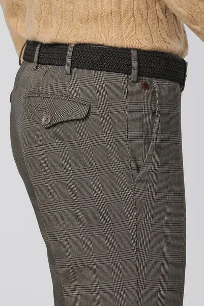Meyer MEYER GLENCHECK BAUMWOLL CHINO, Braun (taupe), – Produktbild 4 von 4