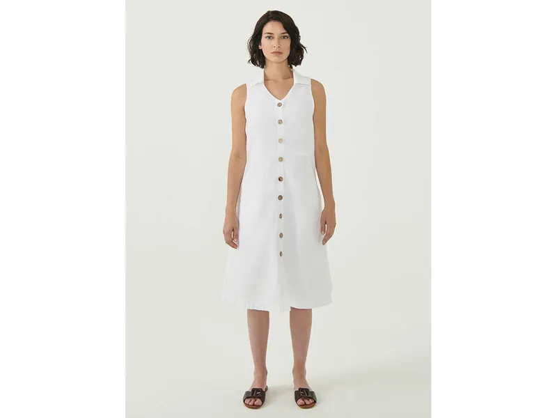 ORGANICATION ORGANICATION Bio-Damen-Midi-Kleid mit Kragen white, Gr. S – Produktbild 1 von 1