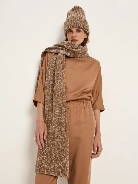 LANIUS LANIUS Strickmütze aus Bio-Schurwolle und Bio-Baumwolle, Brown/ off white, – Produktbild 2 von 4
