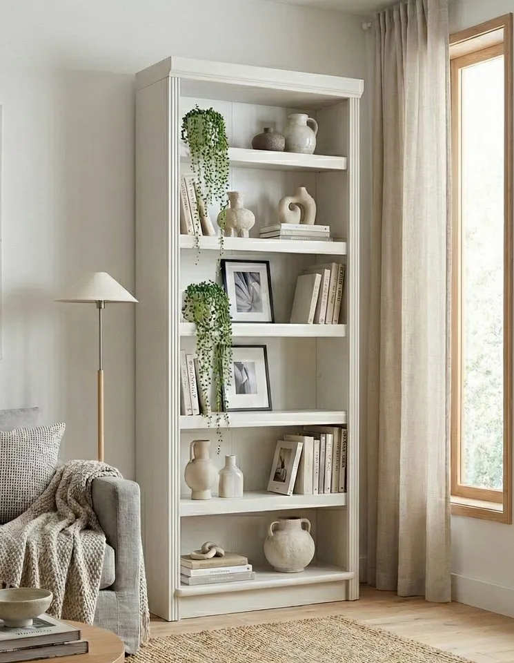 OTTO home Bücherregal Soeren Regal B/T/H: 80/29/185 cm, 6 Fächer, aus massiver Kiefer, FSC®-zertifiziert, Weiß, – Produktbild 2 von 4
