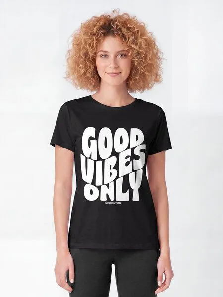 watapparel watapparel T-Shirt Frauen Good vibes only, Black, – Produktbild 2 von 2