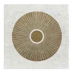 Veskor Cassiopeia Veskor Cassiopeia CENTRAL SUN Sonnen Linoldruck | 22 × 22 cm | Lichtgold auf Naturweiß – Produktbild 1 von 1