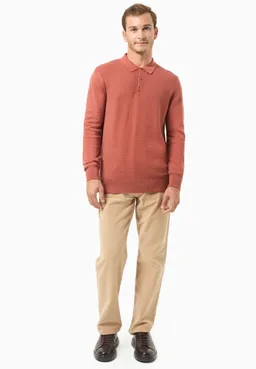 ORGANICATION ORGANICATION Herren vegan Pullover Polo Kragen Zimt Hellbraun – Produktbild 1 von 1