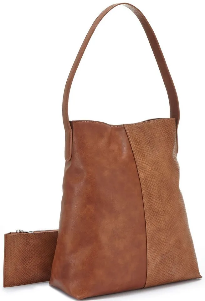 Vivance by Lascana Shopper Schultertasche, Handtasche, Einkaufstasche, Damentasche (2-tlg), mit kleiner herausnehmbarer Innentasche VEGAN, Braun, – Produktbild 2 von 5