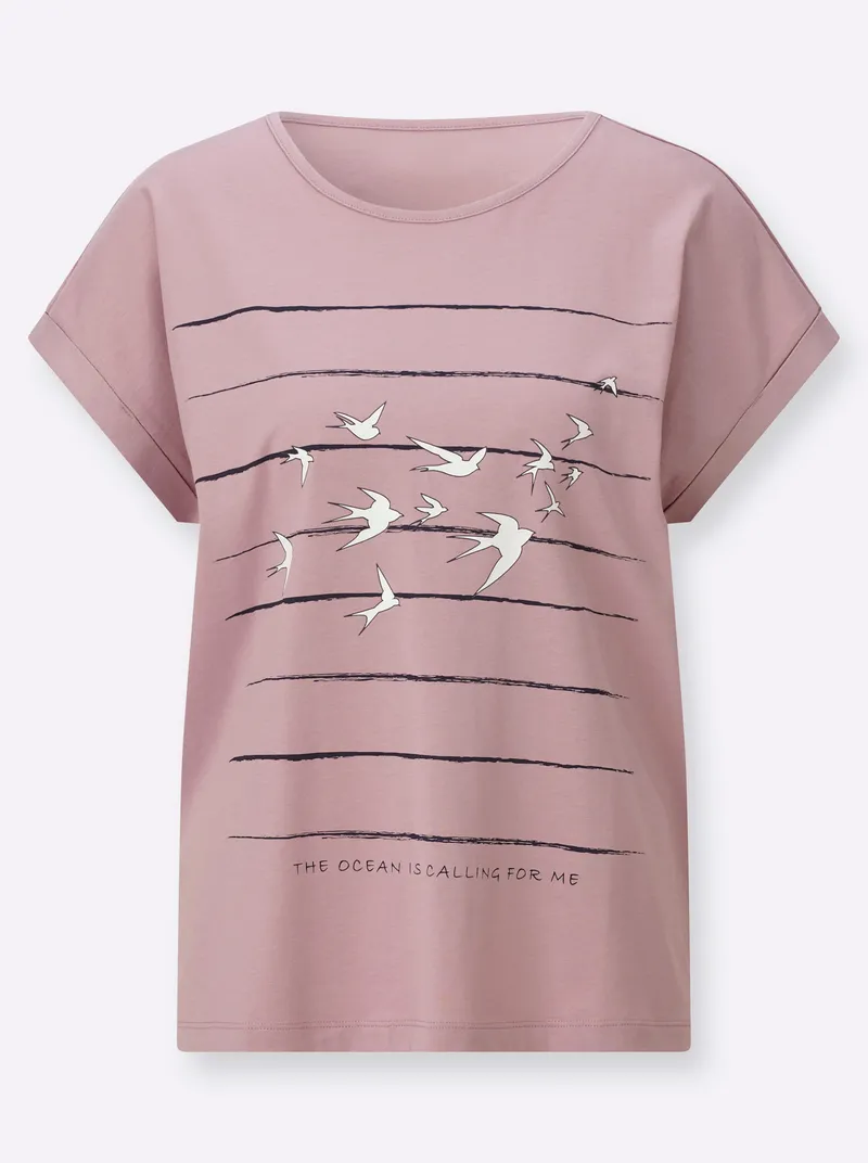 Witt Print-Shirt mauve-marine-bedruckt, Mauve-marine-bedruckt, – Produktbild 1 von 2