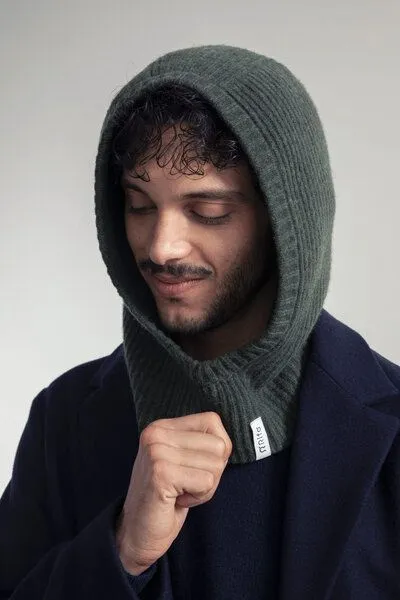 Rifò - Circular Fashion Made in Italy Rifò - Circular Fashion Made in Italy Kapuzenschal/ Balaclava aus Recycelter Kaschmirwolle, Grün, – Produktbild 2 von 5