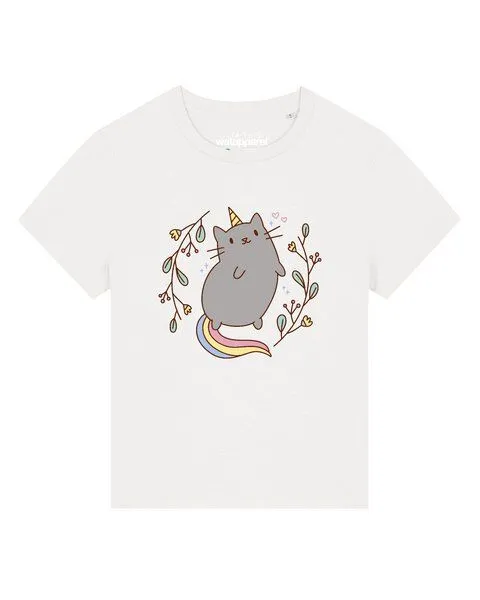 watapparel watapparel T-Shirt Frauen Unicorn Cat, Off white, – Produktbild 1 von 2