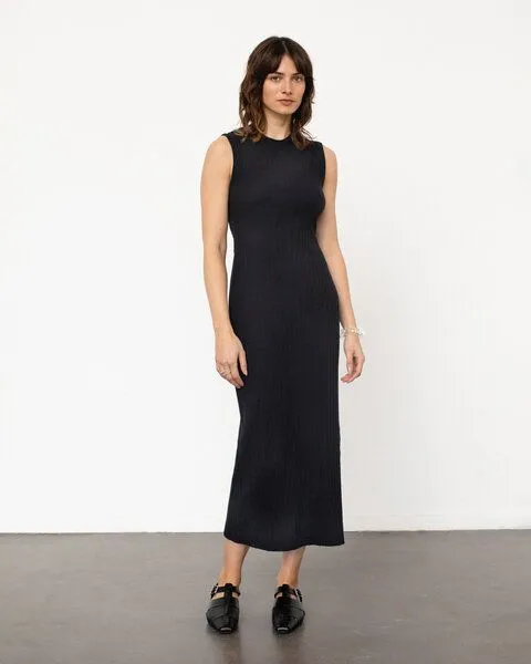 Rotholz Rotholz Geripptes Kleid Bio Baumwolle - Schwarz – Produktbild 1 von 3