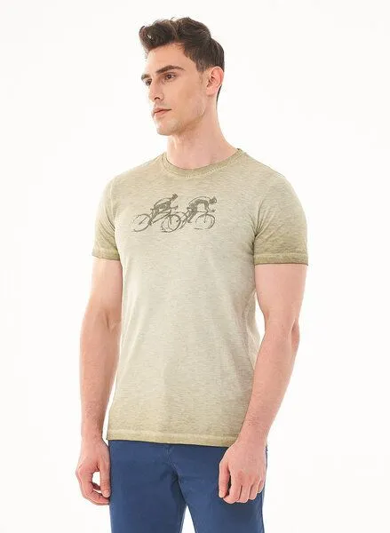 ORGANICATION ORGANICATION Cold Pigment Dyed T-Shirt aus Bio-Baumwolle mit Print, Grün(olive), – Produktbild 3 von 4