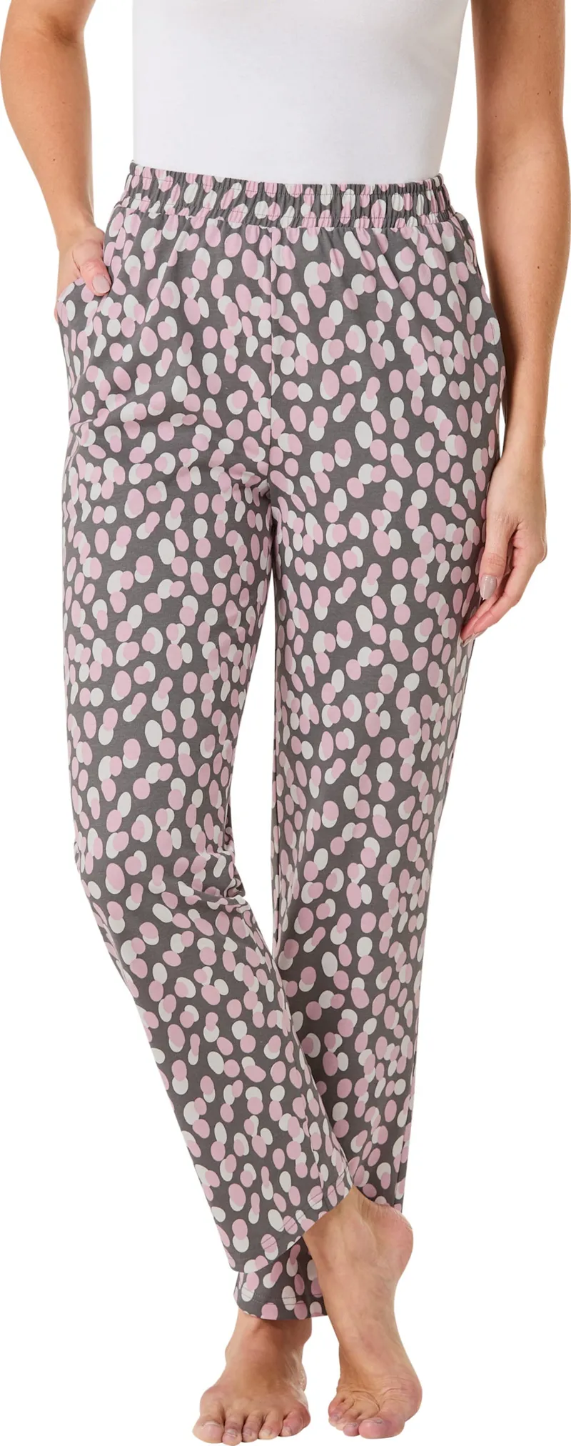 feel good Hose anthrazit-rosé-bedruckt, Anthrazit-rosé-bedruckt, – Produktbild 3 von 3