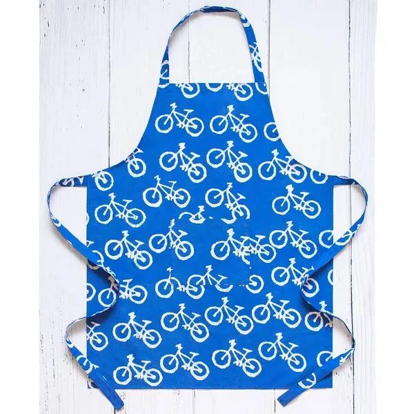 Global Mamas Global Mamas Küchen-Wendeschürze aus Biobaumwolle & Upcycling Mehlsack, Bikes (blau), – Produktbild 1 von 4