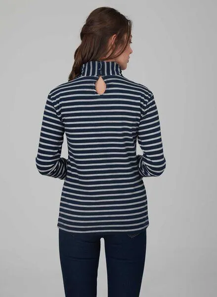 ORGANICATION ORGANICATION Ringelshirt mit Stehkragen aus 100% Bio Baumwolle, Navy & grey, – Produktbild 4 von 4