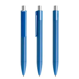 prodir prodir® Druckkugelschreiber DS4 PMM Push, blaue Mine, blau/silber satiniert, Silber / blau, – Produktbild 1 von 1