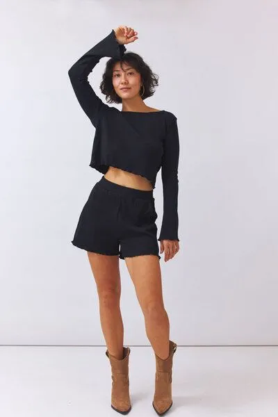 Baìge the Label Baìge the Label Baramee Short mit Rollsaum, Schwarz, – Produktbild 4 von 4