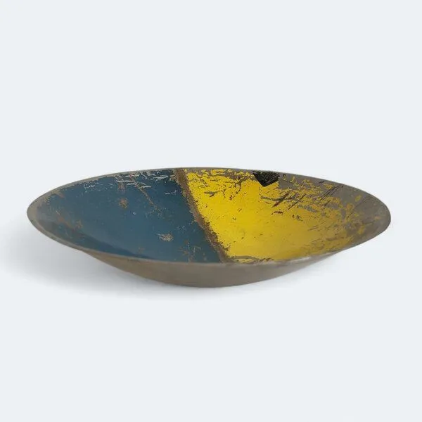 Moogoo Creative Africa Moogoo Creative Africa Kleine Schale aus recycelten Ölfässern ca. 30 cm, Blau & gelb, – Produktbild 3 von 4