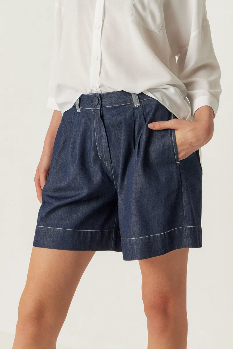 SKFK SKFK Damen vegan Shorts Naroa Blau, Extra dunkelblau, – Produktbild 2 von 2