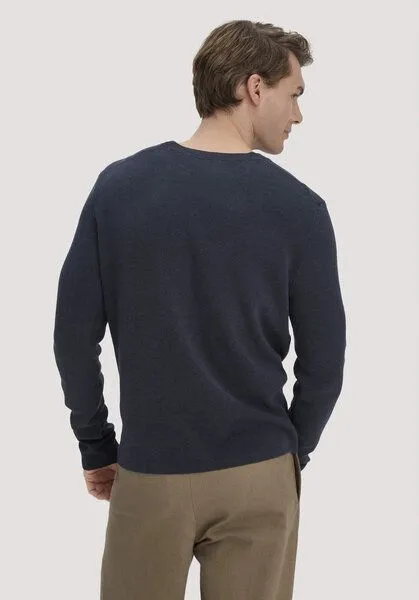 hessnatur hessnatur Milano Strick Pullover Regular aus Leinen mit Bio-Baumwolle und LENZING ECOVERO Viskose, Marine, – Produktbild 2 von 4