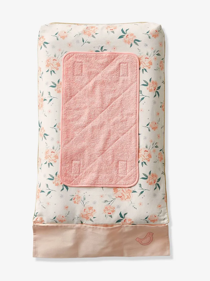 Vertbaudet 2er-Set Ftee-Unterlagen für Baby Wickelauflagen BASIC, Zartrosa+weiß, – Produktbild 2 von 2