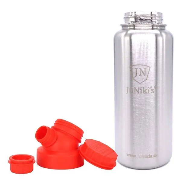 JN JuNiki's JN JuNiki's isolierte Edelstahl Trinkflasche 1 Liter mit Double Neck Deckel, Rot, – Produktbild 1 von 2