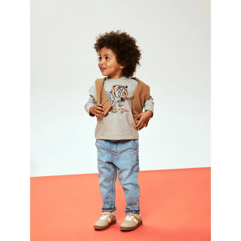 name it Name It Shirt langarm Tiger, Grau, – Produktbild 2 von 3