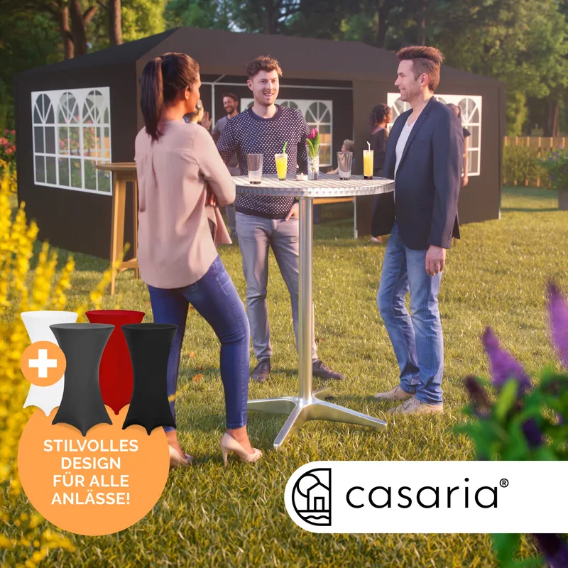 Casaria® Stehtisch Silber 115x60cm + Stehtischhusse Weiß Ø60cm – Produktbild 2 von 2