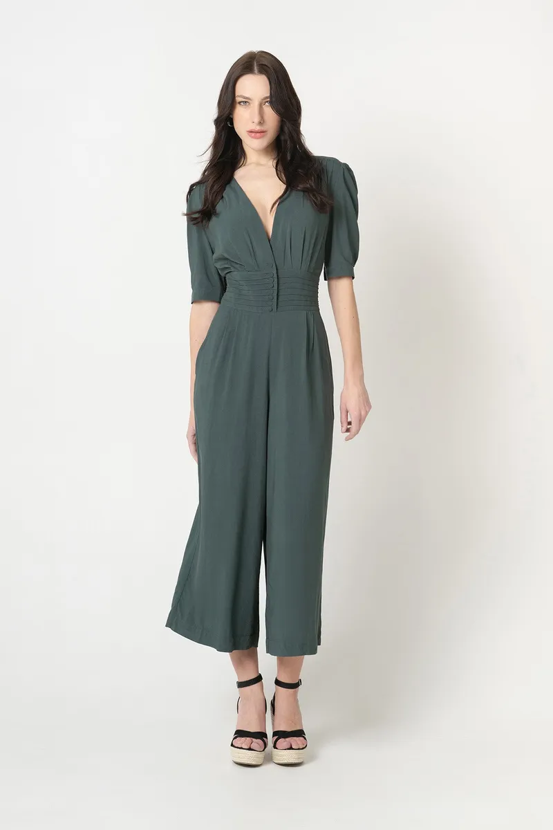 Lovjoi LOVJOI Damen vegan Jumpsuit Quendoline Mear Grün, Dunkelgrün, – Produktbild 1 von 2