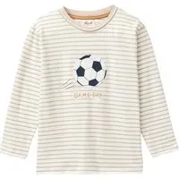 People Wear Organic People Wear Organic "Langarm Shirt, beige geringelt, ""Fußball"", Bio-Baumwolle" – Produktbild 1 von 1