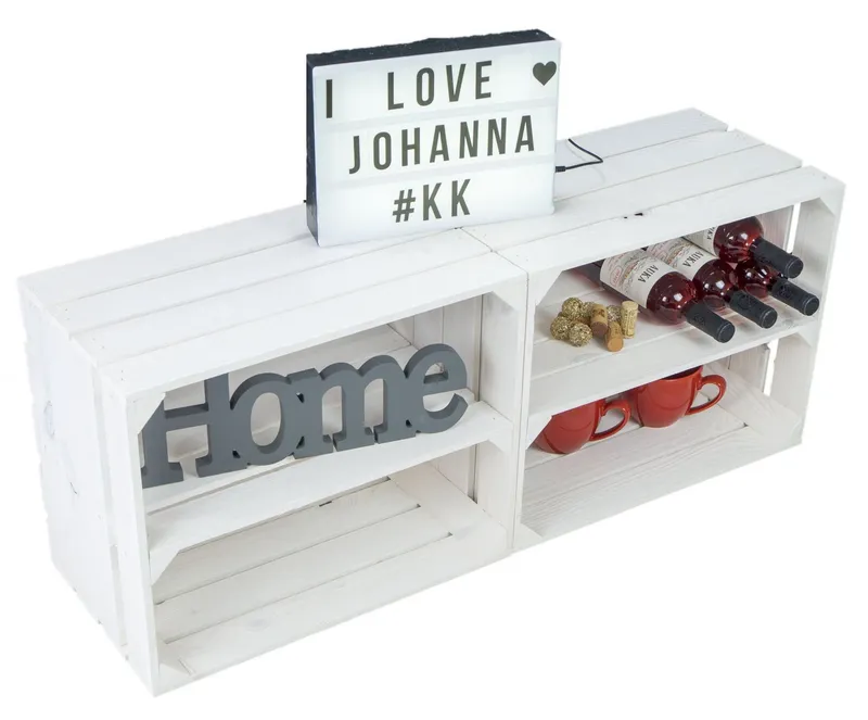Kistenkolli Altes Land Allzweckkiste 2er SET "Johanna" Weiß Längs (Spar-Set, 2er Set), Braun, – Produktbild 3 von 5