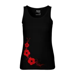 HANDGEDRUCKT HANDGEDRUCKT Frauen Tank Top "Hibisken" aus 100% Bio Baumwolle (kbA) – Produktbild 1 von 1