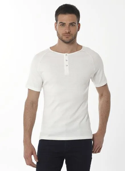 ORGANICATION ORGANICATION Henley-Shirt aus Bio-Baumwolle mit Raglanärmeln, Weiß(off white), – Produktbild 1 von 4