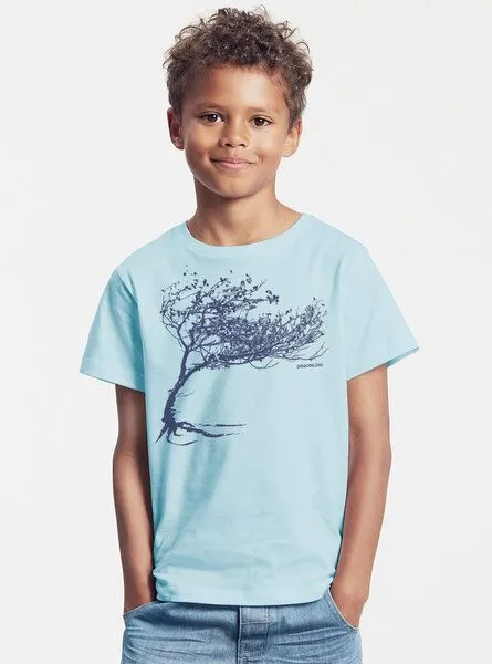 Peaces.bio - handbedruckte Biomode Peaces.bio - handbedruckte Biomode Bio-Kinder T-Shirt Windy Tree, Hellblau, – Produktbild 2 von 2