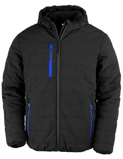 Result Genuine Recycled Result Genuine Recycled Recycelte gefütterte Winter- Regen- und Windjacke mit Kapuze Brusttasche, Schwarz/royal, – Produktbild 2 von 3