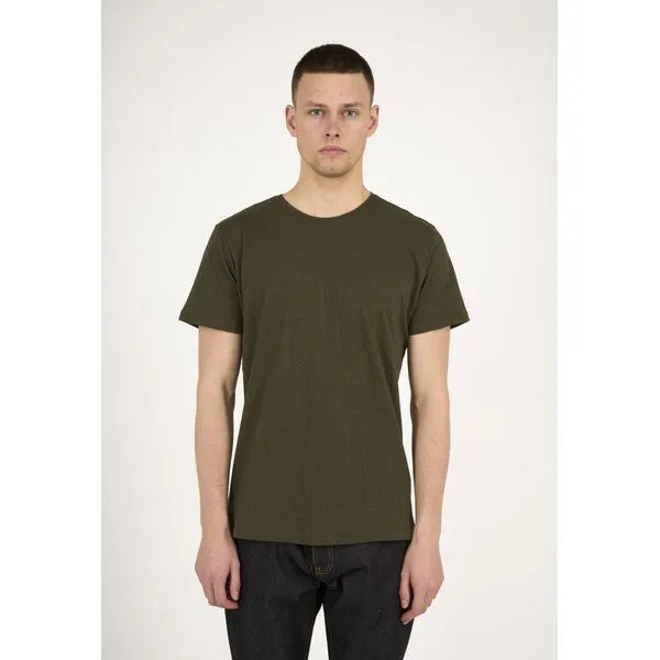 KnowledgeCotton Apparel KnowledgeCotton Apparel Basic T-Shirt O-Neck aus Bio-Baumwolle, Grün (green melange), – Produktbild 1 von 3