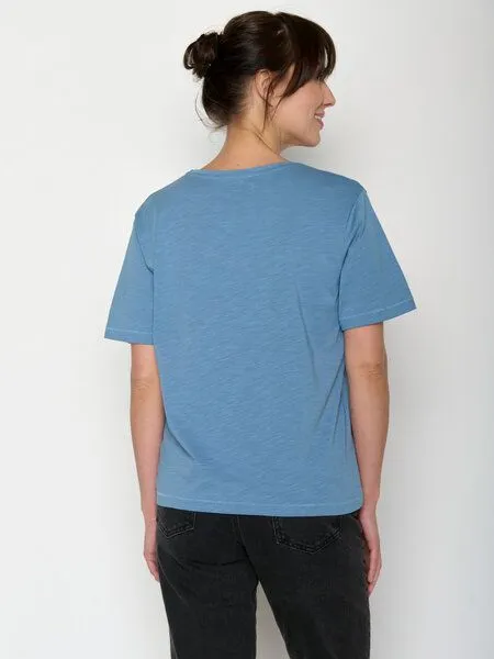 GreenBomb GREENBOMB Basic Nova - Kastiges T-Shirt aus Bio-Baumwolle / GOTS / Fair & Vegan, Blau (gletscherblau), – Produktbild 4 von 4