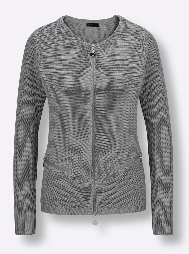 Strickjacke, Steingrau-meliert, – Produktbild 1 von 2