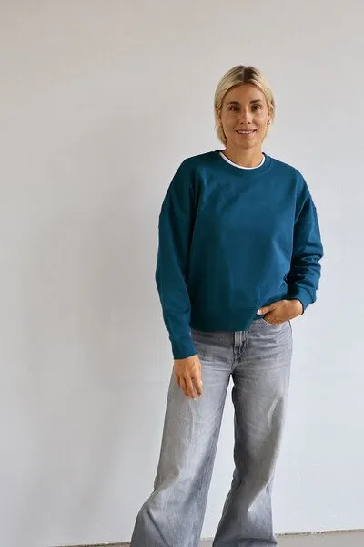Kultgut Kultgut Goodness Sweater 100% Bio-Baumwolle - Ein schöner Allrounder im Boxistyle, Petrol, – Produktbild 2 von 4