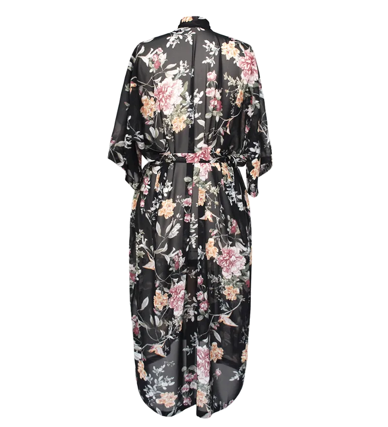 Anekdot Anekdot Damen vegan Robe Sheer Floral, Transparant, – Produktbild 1 von 2