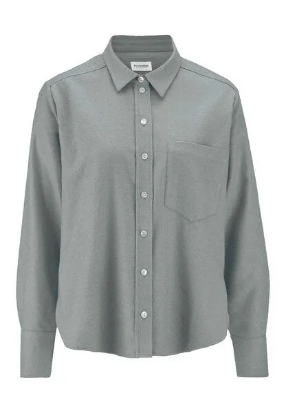 hessnatur hessnatur Flanell Bluse Relaxed aus Bio-Baumwolle mit TENCEL Lyocell, Nebelblau, – Produktbild 3 von 4