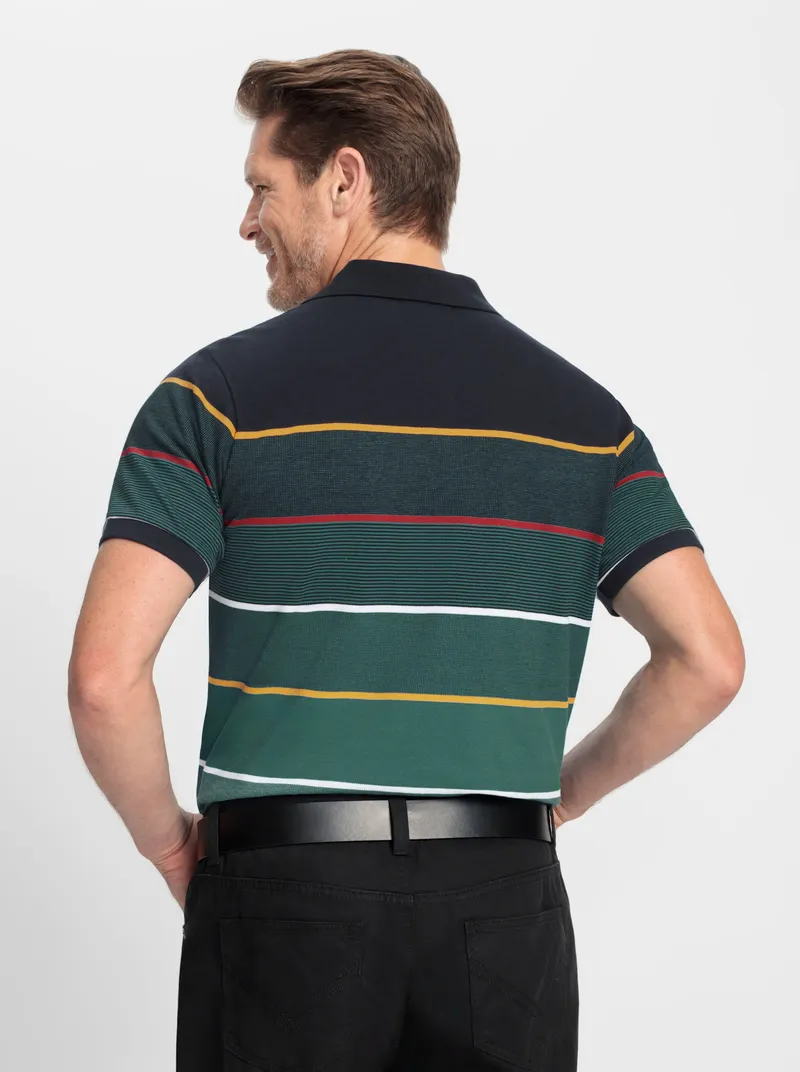 marco donati Kurzarmshirt marine-grün-gestreift, Marine-grün-gestreift, – Produktbild 2 von 2