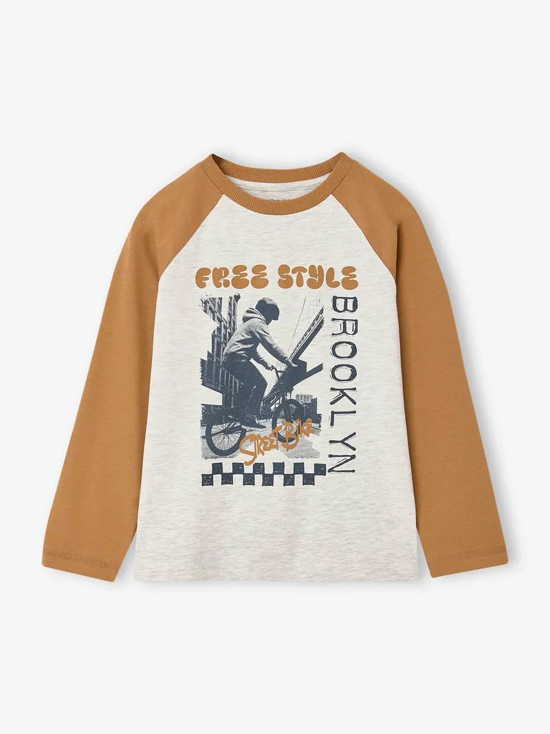 Vertbaudet Shirt mit langen Raglanärmeln Jungen, Ocker, – Produktbild 1 von 2