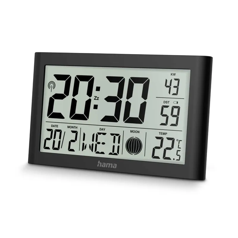 Hama Hama Digitale Wanduhr "Martinique", Funkuhr mit Thermometer, Schwarz, – Produktbild 4 von 4