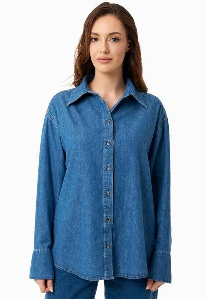 ORGANICATION ORGANICATION Denim-Bluse aus Bio-Baumwolle, Medium blue, – Produktbild 1 von 4
