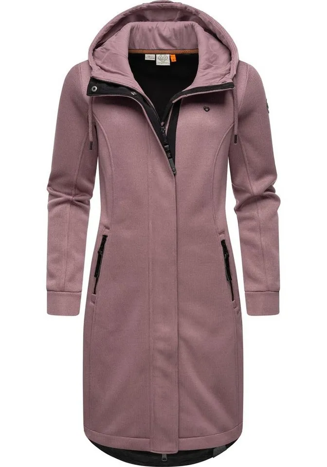 ragwear ragwear Kurzmantel Letti Long Bonded Übergangsmantel aus Rippstrick mit Kapuze, Lila, – Produktbild 1 von 3