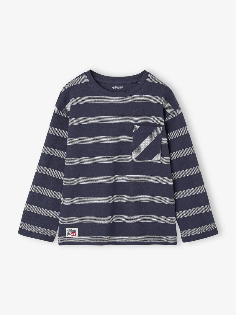 Vertbaudet Jungen Shirt in Streifen-Optik, Marine, – Produktbild 3 von 4