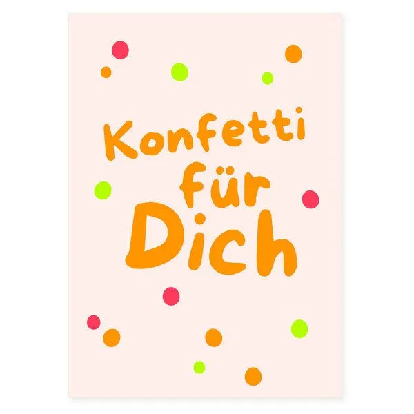 Bow & Hummingbird Bow & Hummingbird Postkarte "Konfetti für Dich" (Neon) aus Recyclingpapier – Produktbild 3 von 6