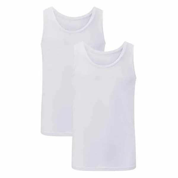 Bamboo Basics Bamboo Basics Unterhemd STEF aus Bambusviskose / Biobaumwolle (2er Pack), Weiß, – Produktbild 2 von 4