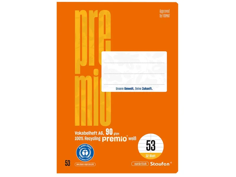 Staufen Staufen Vokabelheft "premio" DIN A6, 32 Blatt, 90 g/m², Lineatur 53 – Produktbild 2 von 3