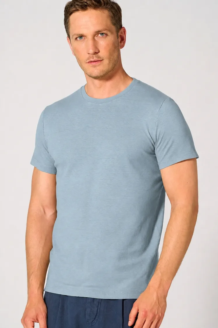 HempAge Hempage Herren vegan T-Shirt Slim Fit Aloe-Blau, Blau, – Produktbild 2 von 2