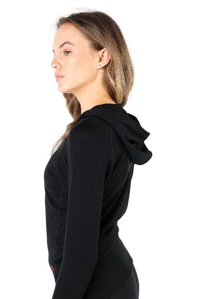 Woolona Woolona Langarm Hoodie - SONATRA - 100% Merinowolle, Schwarz, – Produktbild 3 von 3